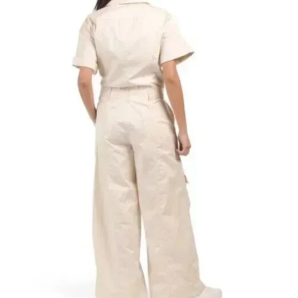 ZARA Women's Cotton Zip Up Cargo Jumpsuit Wide Leg Relaxed Fit NWT - Picture 3 of 9